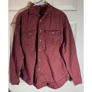 Eddie Bauer Polo Shirt Adult Size Large Burgundy Long Sleeve Vintage